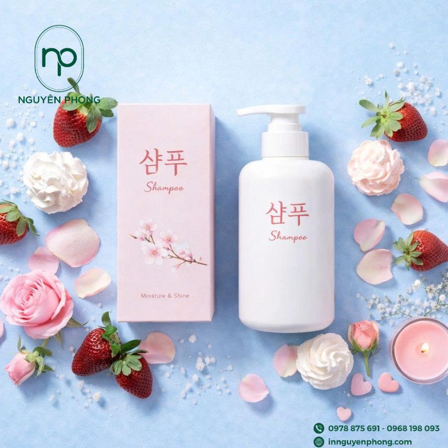 In hộp giấy đựng dầu gội